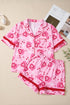 Sweet Heart Cake Print Ruffle Trim Two Piece Sleepwear