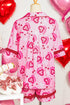 Sweet Heart Cake Print Ruffle Trim Two Piece Sleepwear