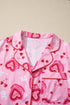 Sweet Heart Cake Print Ruffle Trim Two Piece Sleepwear