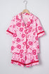 Sweet Heart Cake Print Ruffle Trim Two Piece Sleepwear