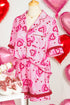 Sweet Heart Cake Print Ruffle Trim Two Piece Sleepwear