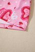 Sweet Heart Cake Print Ruffle Trim Two Piece Sleepwear