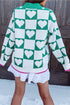 Sweet Heart Motif Checkerboard Knit Cardigan