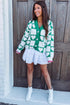 Sweet Heart Motif Checkerboard Knit Cardigan