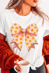 Sweet Pumpkin Print Bow Graphic Thanksgiving Tee