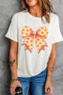Sweet Pumpkin Print Bow Graphic Thanksgiving Tee