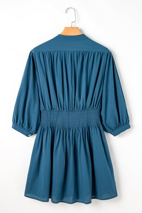 Sweet Savannah Shirred Button-Front Mini Dress