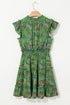 Sweet Shamrock Floral Ruffle Trim Tiered Mini Dress