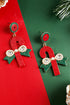 Sweet Striped Candy Cane Motif Beaded Drop Earrings