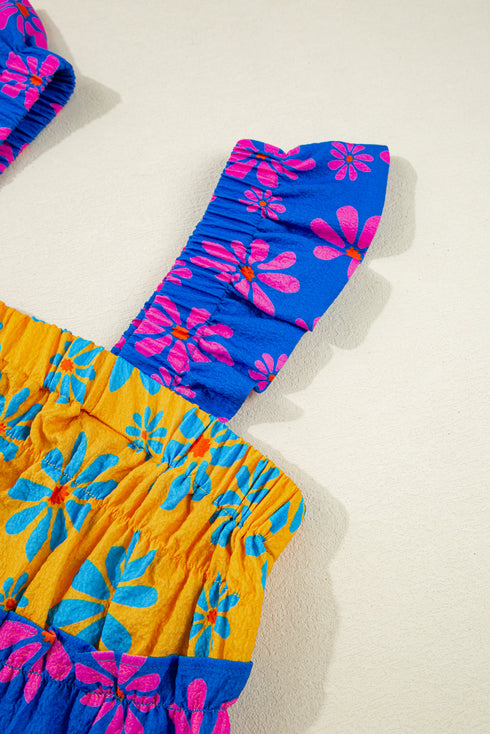 Sweet Summer Daisies Colorblock Flutter Sleeve Tank Top