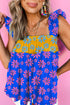 Sweet Summer Daisies Colorblock Flutter Sleeve Tank Top