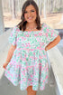 Sweetest Bloom Ric Rac Trim Floral Plus Size Mini Dress