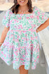 Sweetest Bloom Ric Rac Trim Floral Plus Size Mini Dress