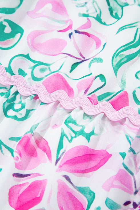 Sweetest Bloom Ric Rac Trim Floral Plus Size Mini Dress