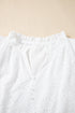 Sweetheart Eyelet Lace Ruffle Trim Short Sleeve Button Blouse