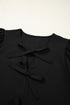 Sweetheart Neck Puff Sleeve Bow Tie Peplum Blouse