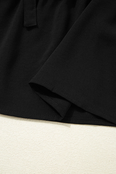 Sweetheart Neck Puff Sleeve Bow Tie Peplum Blouse