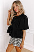 Sweetheart Neck Puff Sleeve Bow Tie Peplum Blouse