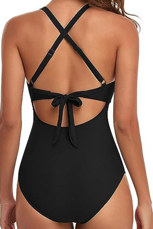 Sweetheart Neckline Twist Front Cutout One Piece Swimsuit