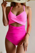 Sweetheart Neckline Twist Front Cutout One Piece Swimsuit