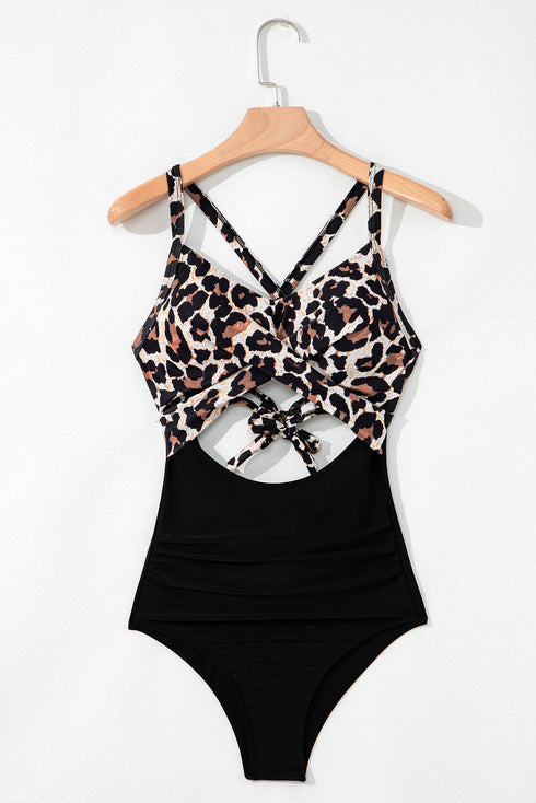 Sweetheart Neckline Twist Front Cutout One Piece Swimsuit