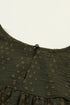 Swiss Dot Eyelet Ruffle Shoulder Long Sleeve Blouse