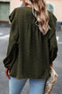 Swiss Dot Eyelet Ruffle Shoulder Long Sleeve Blouse