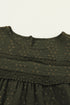 Swiss Dot Eyelet Ruffle Shoulder Long Sleeve Blouse