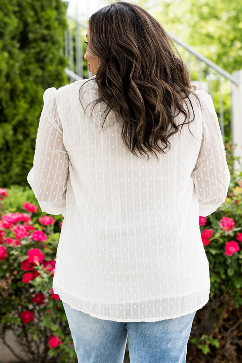 Swiss Dot Lace Splicing Plus Size Blouse
