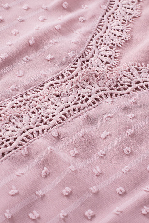 Swiss Dot Lace Splicing Plus Size Blouse