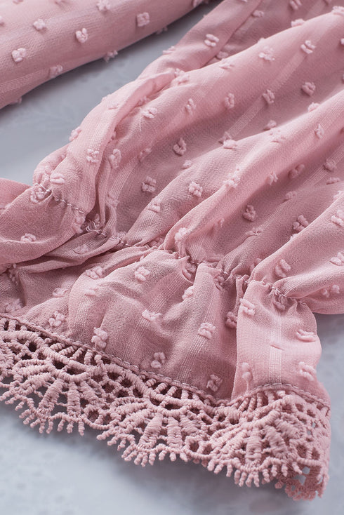 Swiss Dot Lace Splicing Plus Size Blouse