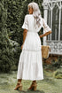 Swiss Dot Lace Trim Maxi Dress