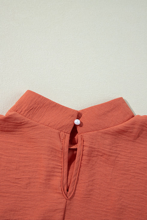 Swiss Dot Long Balloon Sleeve Loose Fit Blouse