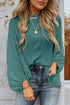 Swiss Dot Long Balloon Sleeve Loose Fit Blouse