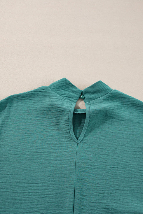 Swiss Dot Long Balloon Sleeve Loose Fit Blouse