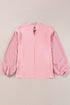 Swiss Dot Long Balloon Sleeve Loose Fit Blouse