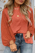 Swiss Dot Long Balloon Sleeve Loose Fit Blouse