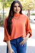 Swiss Dot Long Balloon Sleeve Loose Fit Blouse