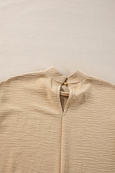 Swiss Dot Long Balloon Sleeve Loose Fit Blouse