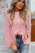 Swiss Dot Long Balloon Sleeve Loose Fit Blouse