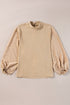 Swiss Dot Long Balloon Sleeve Loose Fit Blouse