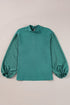 Swiss Dot Long Balloon Sleeve Loose Fit Blouse