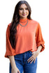 Swiss Dot Long Balloon Sleeve Loose Fit Blouse