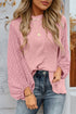 Swiss Dot Long Balloon Sleeve Loose Fit Blouse