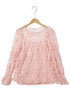 Swiss Dot Mesh Ruffled Sleeve Sheer Blouse