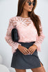 Swiss Dot Mesh Ruffled Sleeve Sheer Blouse