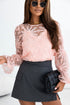 Swiss Dot Mesh Ruffled Sleeve Sheer Blouse