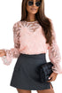 Swiss Dot Mesh Ruffled Sleeve Sheer Blouse