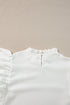 Swiss Dot Textured Scalloped Ruffle Sleeve V Neck Blouse