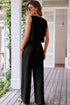 Tailored Buttoned Vest Drawstring Wide Leg Pant Sets